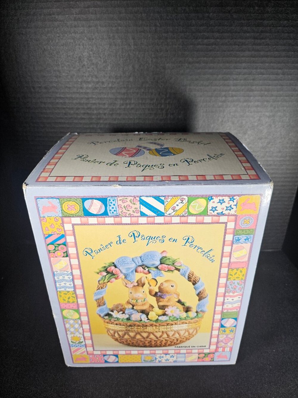 CWC Beautiful Detailed Porcelain Lidded Easter Basket With Gold Accent - Picture 6 of 15